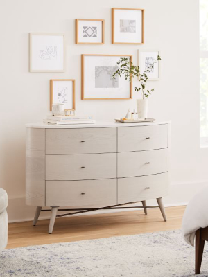 Penelope 6-drawer Dresser - Feather Gray W/ Marble Top