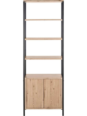 Natalia Retro Mid Century Wood Etagere Oak/black