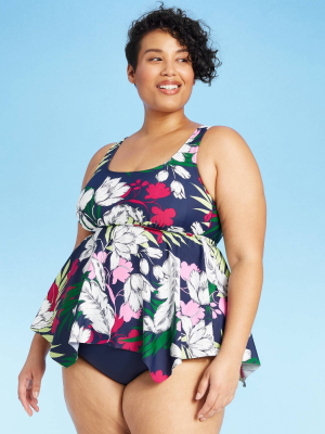 Women's Plus Size Handkerchief Open Back Tankini Top - Kona Sol™