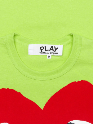 Comme Des Garcons Play Pastelle Women's Red Logo T-shirt - Green