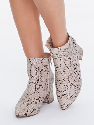 Faux Snakeskin Booties