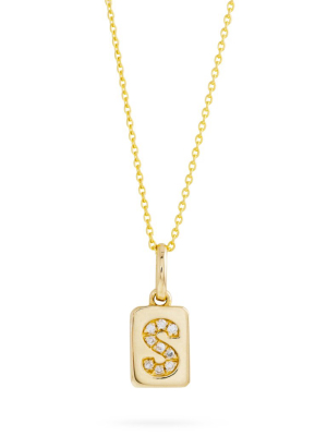 Spell It Out Diamond Initial Dog Tag Necklace