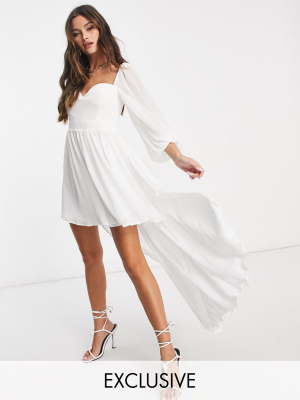 Ei8th Hour Exclusive Balloon Sleeve High Low Dress In White