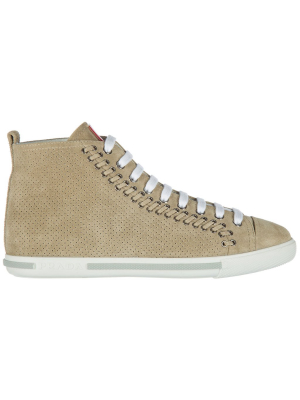 Prada High Top Suede Sneakers