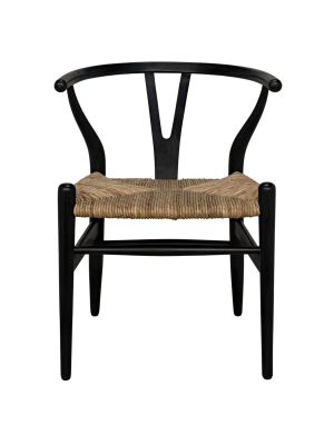 Zola Chair With Rush Seat, Charcoal Black