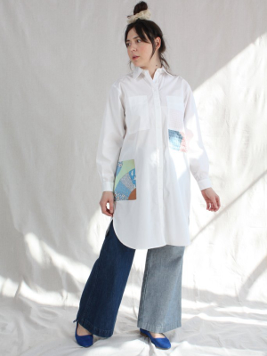 Patchwork Roadtrip Shirtdress White