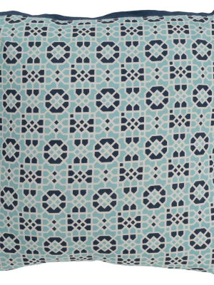 Frances Pillow Aqua/cream/navy