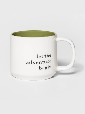 16oz Stoneware Let The Adventure Begin Mug Moss - Threshold™