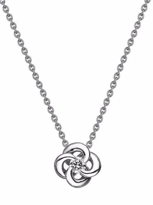 18ct White Gold Entwined Petal Flower Necklace