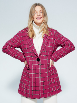 Checked Wool-blend Coat