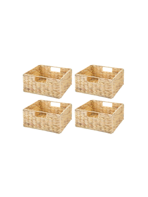 Mdesign Woven Hyacinth Home Storage Basket For Cube Furniture - 4 Pack