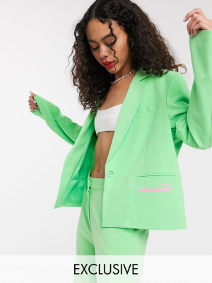 Collusion Boxy Blazer In Mint Green