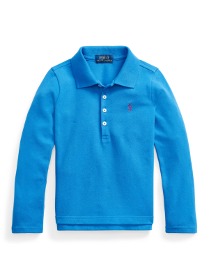 Stretch Mesh Long-sleeve Polo