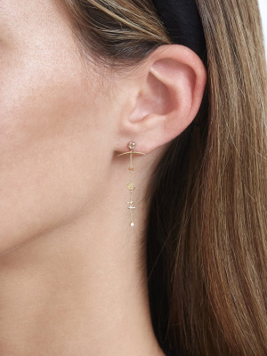 14k Gold Tiered Horn And Diamond Earrings
