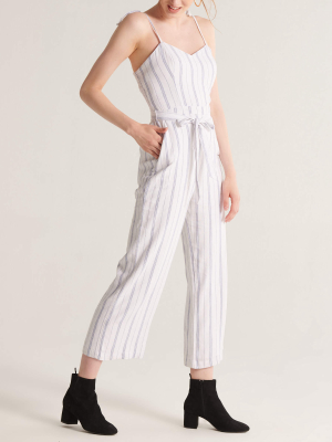 Tie-strap Linen Blend Jumpsuit