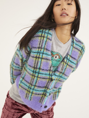 The Ragged Priest Checkered Eyelash Knit Cardigan