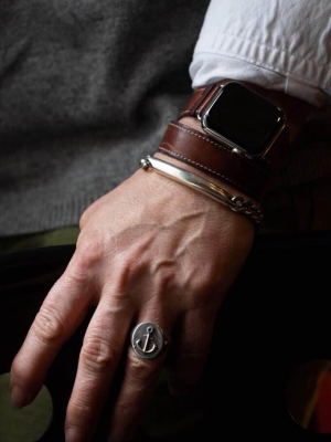 Anchor Signet Ring In Antique Brass