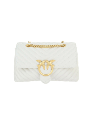 Pinko Logo Plaque Chevron Quilted Shoulder Bag