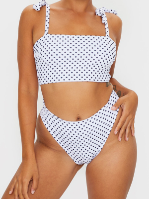 Petite White Polka Dot Super High Leg Bikini...