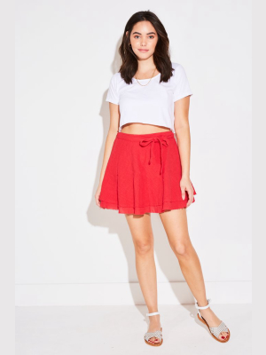 Bias Mini Skirt In Red Coral