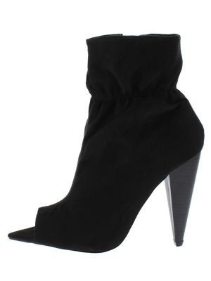 Romo Black Pointed Peep Toe Tapered Heel Ankle Boot