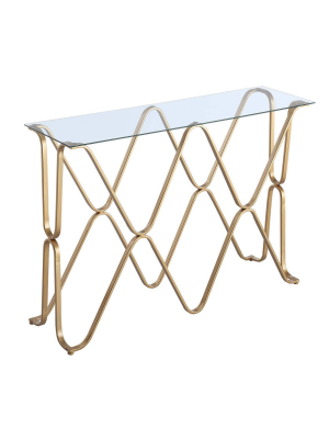 Neptune Console Table Glass Top And Gold - Breighton Home