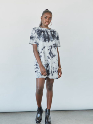 Tie-dye Shoulder Pad T-shirt Dress