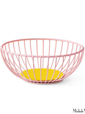 Iris Wire Basket Light Pink And Yellow Small