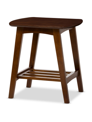 Sacramento Mid-century Modern Scandinavian Style End Table - Dark Walnut - Baxton Studio