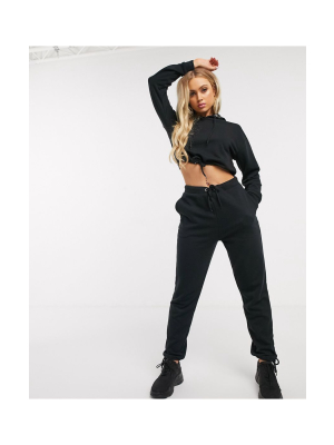 South Beach Cropped Hoodie And Sweatpants In Black