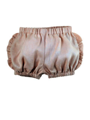 Shell Pink Linen Frilly Shorts - 6m, 9m, 6 Years Only