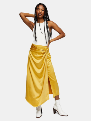 Ochre Plain Satin Sarong Skirt