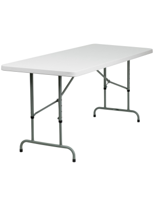 Flash Furniture 6-foot Height Adjustable Granite White Plastic Folding Table