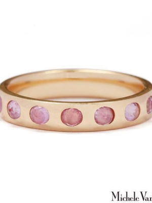 Rose Cut Pink Sapphire Gold Band Ring