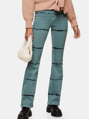 Teal Tie Dye Stretch Flare Jeans