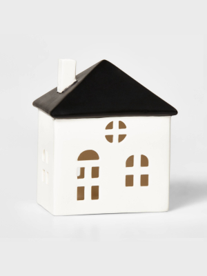 Ceramic Stout House Decorative Figurine White & Black - Wondershop™