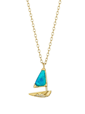 Zozo Boulder Opal Sailboat Necklace