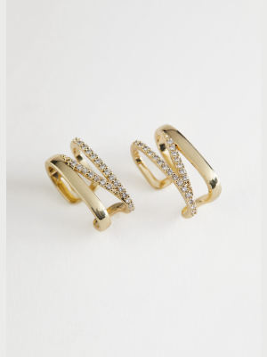 Diamanté Open Hoop Earrings