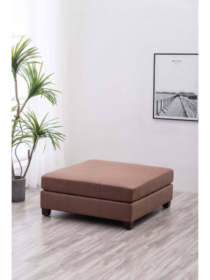 40" Rectangle Ottoman With Pillowtop And Exposed Stitching - Wovenbyrd