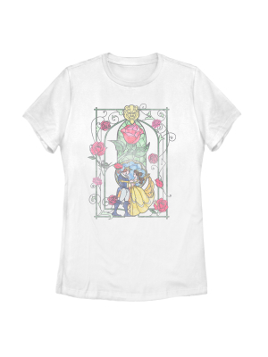 Women's Beauty And The Beast Classic Love Stained Glass T-shirt