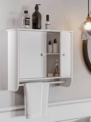 Two Door Wall Mounted Cabinet With Towel Bar White - Riverridge Home