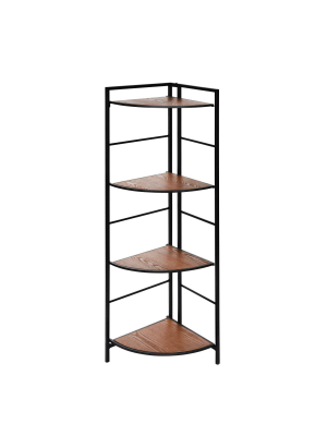 50" Metal/wood 4 Tier Folding Corner Shelf Multi - Sagebrook Home