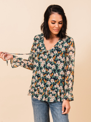 Camila Floral Semi-sheer Top