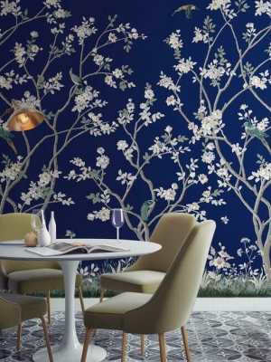 Lingering Garden Wall Mural In Navy From The Murals Resource Library By York Wallcoverings