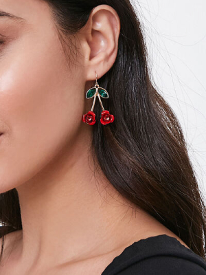 Rose Cherry Drop Earrings