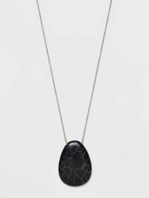 Semi-precious Black Howlite Pendant Necklace - Universal Thread™ Black