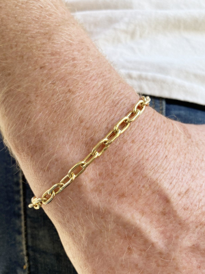 Men's 14k Gold Extra Large Square Oval Link Chain Bracelet