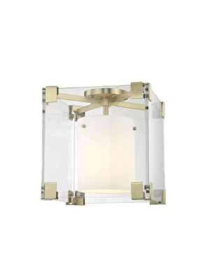 Achilles 1 Light Flush Mount Aged Brass