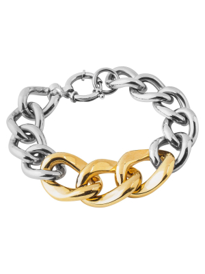 West Coast Jewelry Two-tone Stainless Steel Curb Link Chain Bracelet