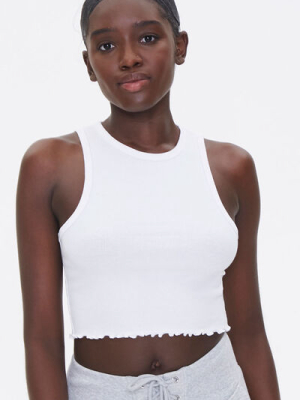 Ribbed Lettuce-edge Cropped Tank Top